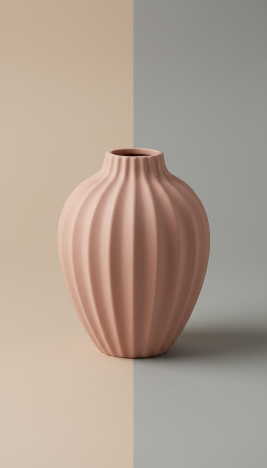 Florero ondulado en terracota blush
